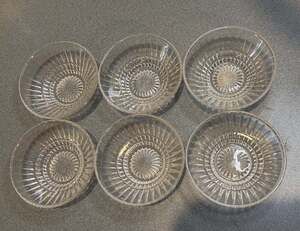 Vintage Pressed Glass Starburst Pattern Sherbet or Dessert Bowls Set of 6 Clear